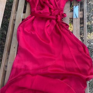 DKNY Vibrant Red Asymmetrical Dress